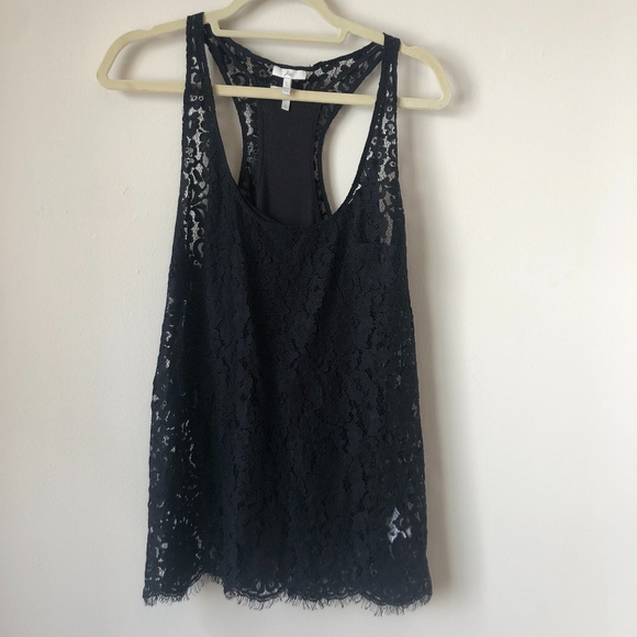Joie Black Floral Lace "Drew" Racerback Tank Top - Picture 1 of 5